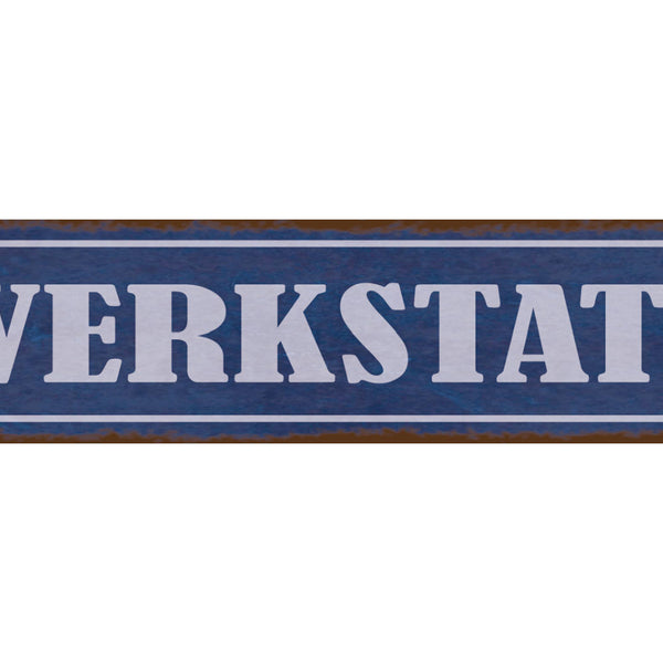 Schild Werkstatt Werkzeug Arbeiter Mechaniker Bastler 46 x 10 Blech od. Holz
