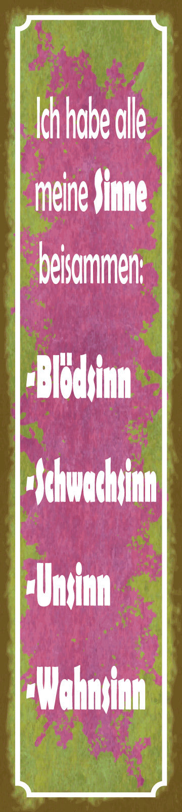 Schild Alle Meine Sinne Beisammen Blödsinn Unsinn Wahnsinn 46 x 10 Blech od.Holz