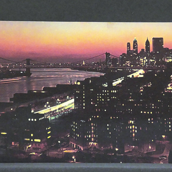 New York City by Night Manhattan Brooklyn Bridges East River JW 401212 F