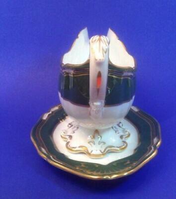 Spode Harrogate Sauciere 2 teilig Grün mit Goldrand 14116