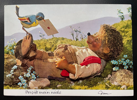 Mecki Igel Vergiß mein nicht Vogel Liebesbrief Wiese Puppe Hörzu Diehl 400605 TH