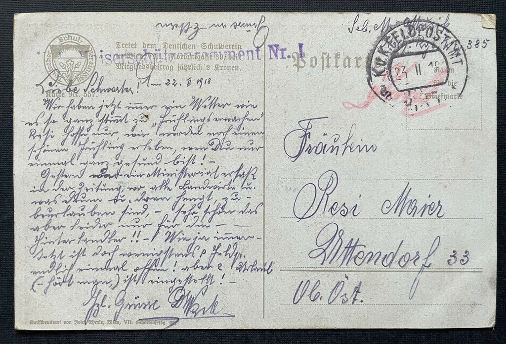 Deutscher Schulverein Im Purpurschein Noten Lied Handschlag Mann Anzug 400328 TH