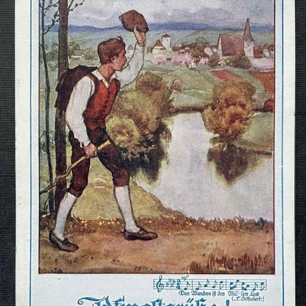 Deutscher Schulverein Pfingstgrüsse Noten Lied Wanderer Mann Ortschaft 400296 TH