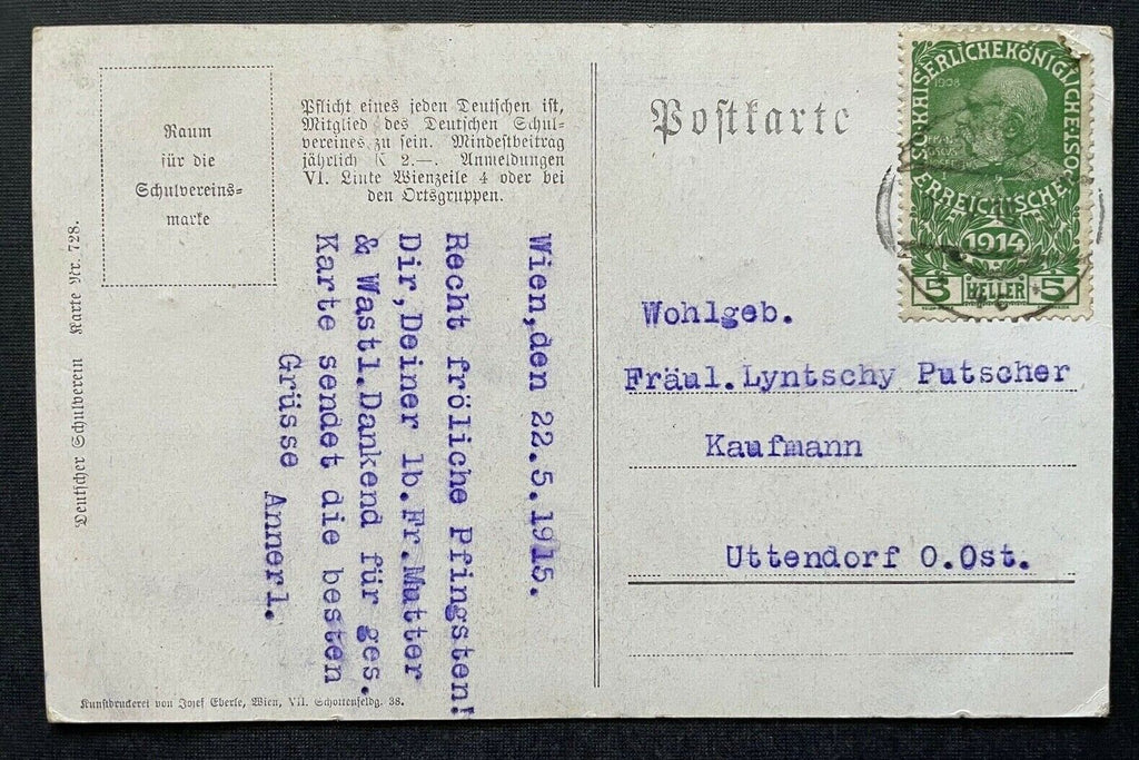 Deutscher Schulverein Pfingstgrüsse Noten Lied Wanderer Mann Ortschaft 400296 TH