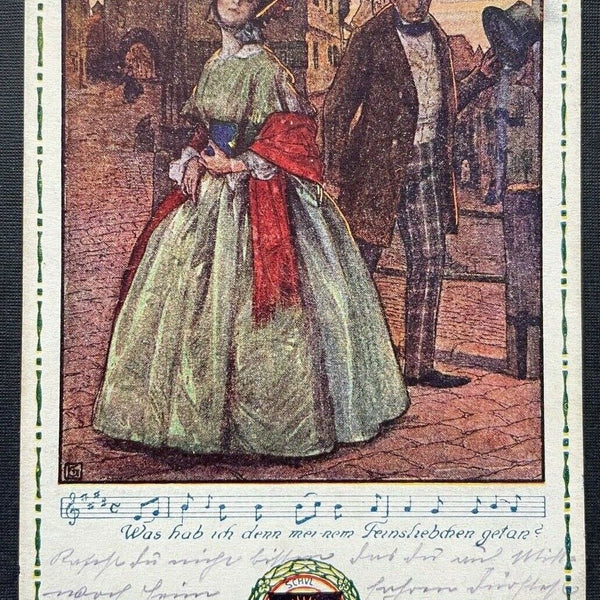 Deutscher Schulverein Feinsliebchen Noten Frau Mann Kleid Hut Anzug 400309 TH