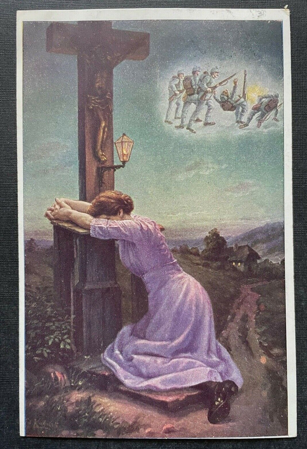 Ich hoffe auf dich Frau Gebet Kleid Kreuz Soldat Rückkehr Haus Krieg 400287 TH A