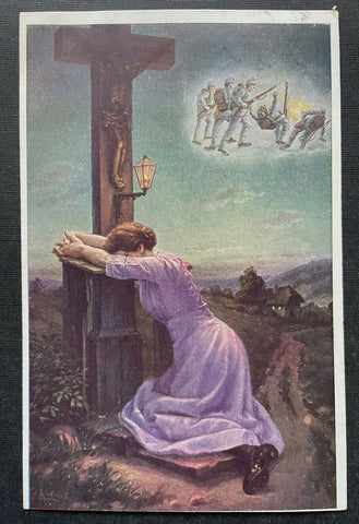Ich hoffe auf dich Frau Gebet Kleid Kreuz Soldat Rückkehr Haus Krieg 400287 TH A