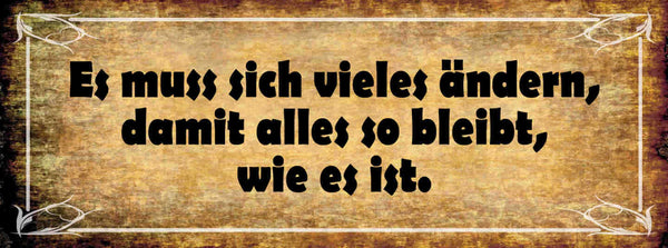 Schild Es Muss Sich Vieles Ändern Damit Alles So Bleibt Wie Es Ist 27x10