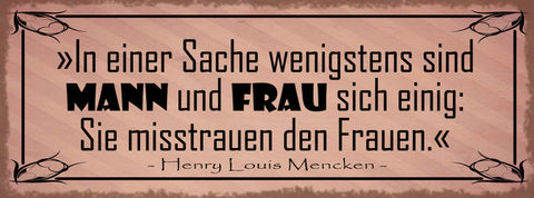 Schild In Einer Sache Sind Mann & Frau Sich Einig Sie Misstrauen Den Frauen