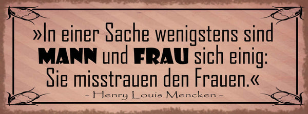 Schild In Einer Sache Sind Mann & Frau Sich Einig Sie Misstrauen Den Frauen