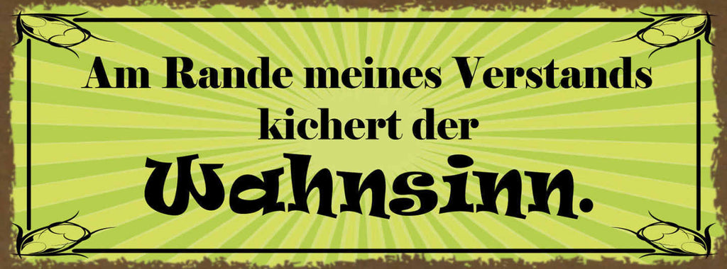 Schild Am Rande Meines Verstands Kichert Der Wahnsinn 27x10 Blech od.Holz