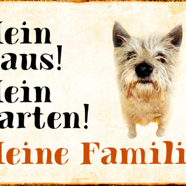 Schild Spruch Mein Haus Mein Garten Meine Familie Hund JW