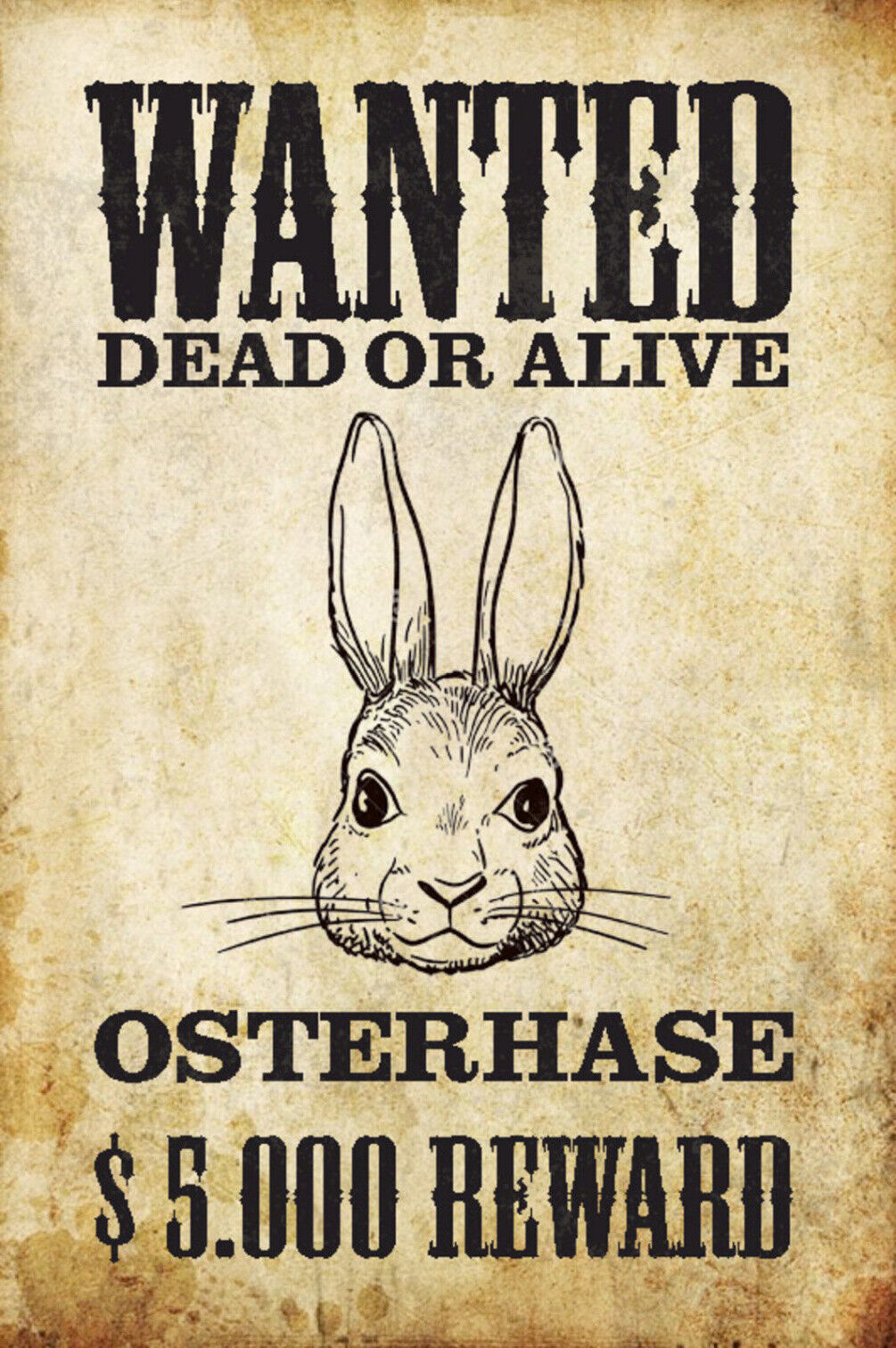 Schild Spruch Wanted Dead or Alive Gesucht Tot Lebend Osterhase JW