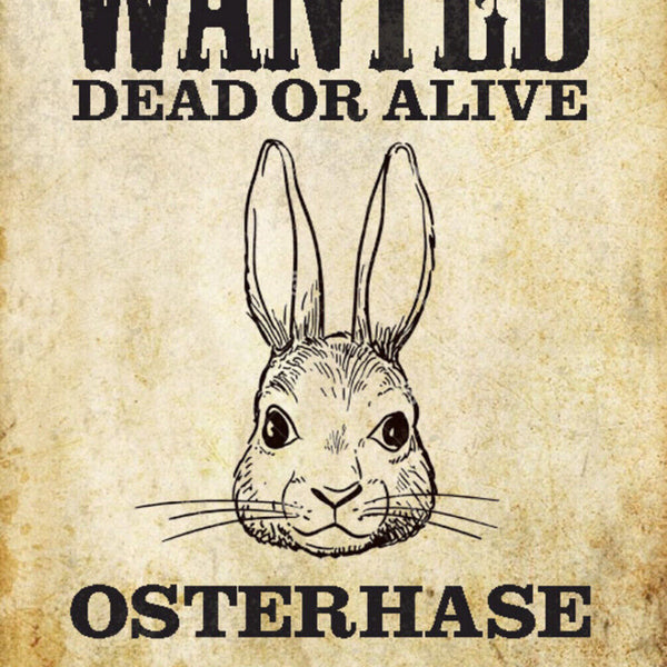 Schild Spruch Wanted Dead or Alive Gesucht Tot Lebend Osterhase JW