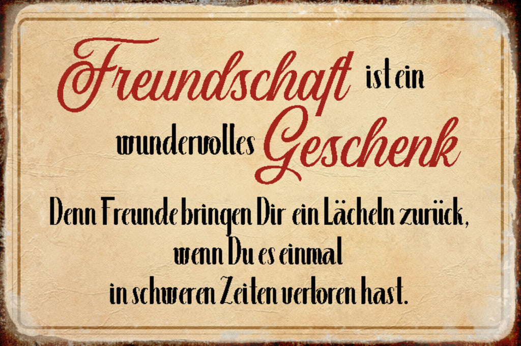 Schild Spruch Freundschaft ist ein wundervolles Geschenk Liebe JW