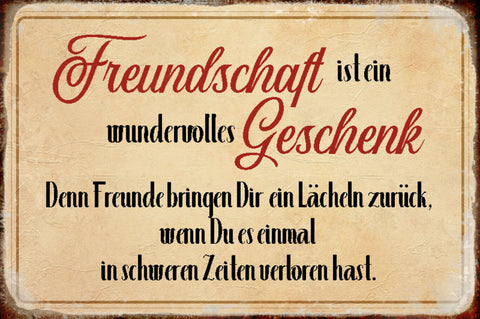 Schild Spruch Freundschaft ist ein wundervolles Geschenk Liebe JW