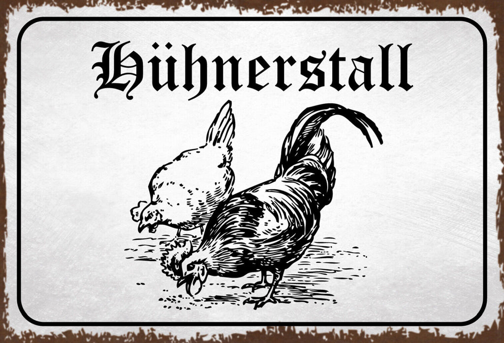 Schild Spruch Hühnerstall Hahn Henne JW