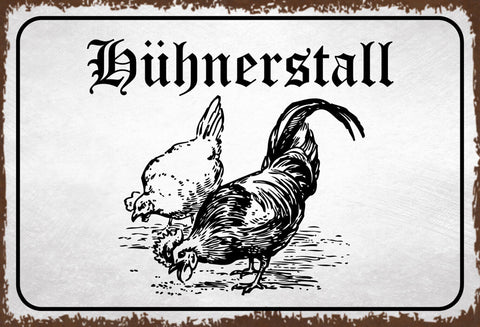 Schild Spruch Hühnerstall Hahn Henne JW