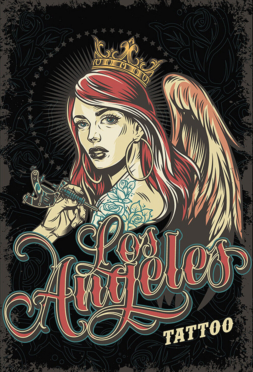 Schild Spruch Los Angeles Tattoo Frau Prinzessin Engel Comic JW