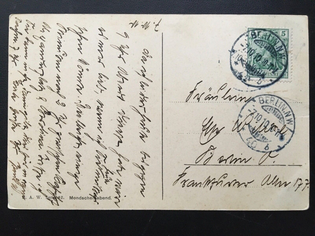 Mondscheinabend (K.Rundspaden) - Seelandschaft Spiegelung - Künstlerkarte 910 TH