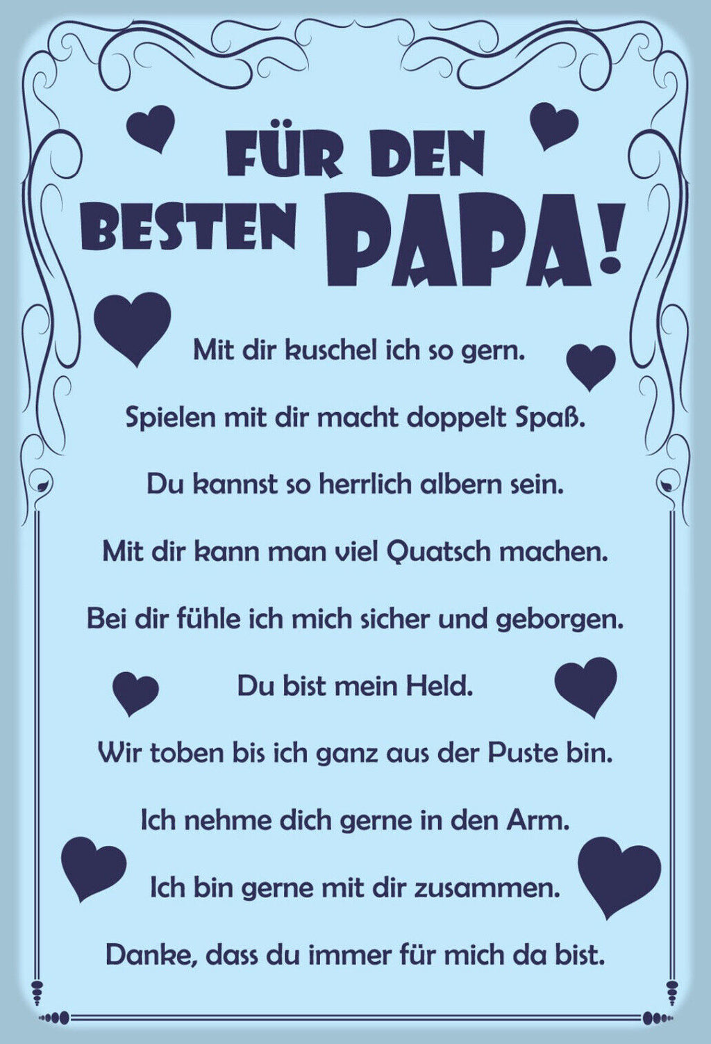 Schild Spruch Für den besten Papa Vater Danke dass du immer für mich da bist JW