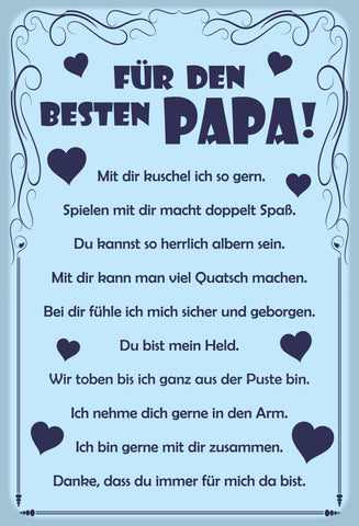 Schild Spruch Für den besten Papa Vater Danke dass du immer für mich da bist JW