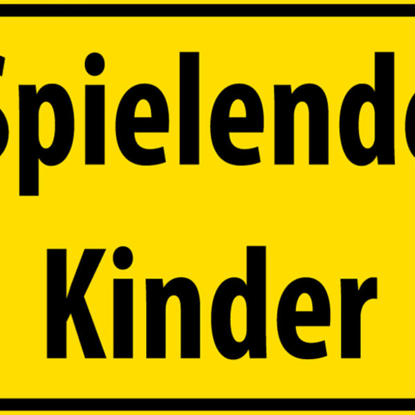 Schild Spruch Spielende Kinder Warnung Achtung JW