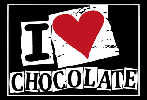 Schild Spruch I love Chocolate Ich liebe Schokolade Essen JW