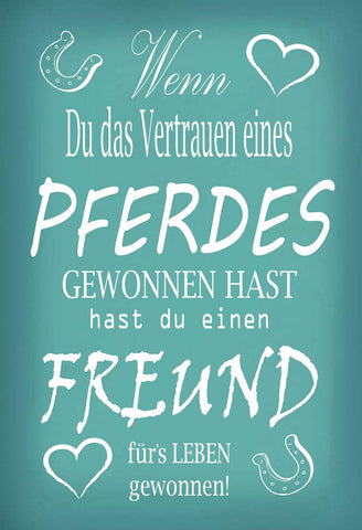 Schild Spruch Wenn du Vertrauen eines Pferdes gewonnen hast Freund fürs Leben JW