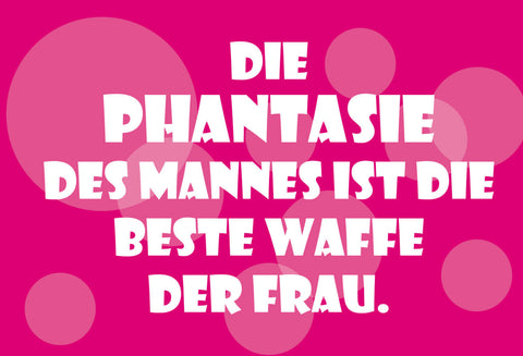 Schild Spruch Phantasie des Mannes ist beste Waffe der Frau Liebe JW