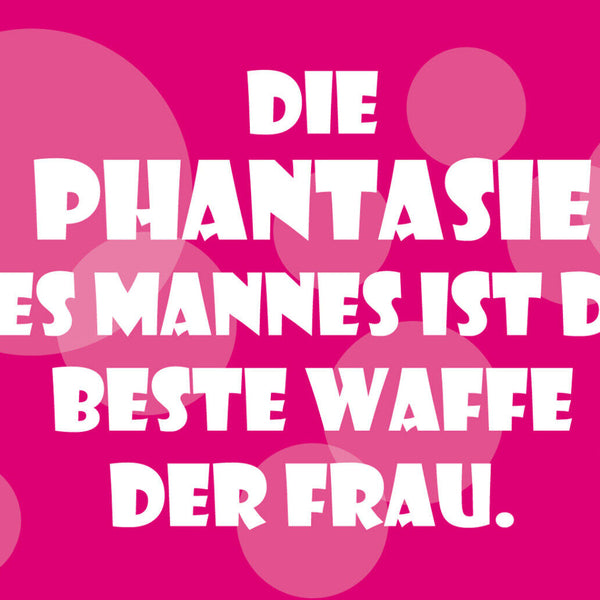 Schild Spruch Phantasie des Mannes ist beste Waffe der Frau Liebe JW