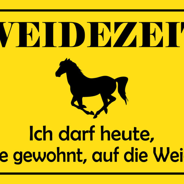 Schild Spruch Weidezeit Pferd Ich darf heute wie gewohnt auf die Weide JW