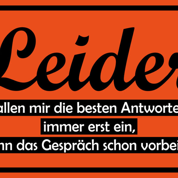 Schild Spruch Leider fallen mir besten Antworten ein wenn Gespräch vorbei ist JW
