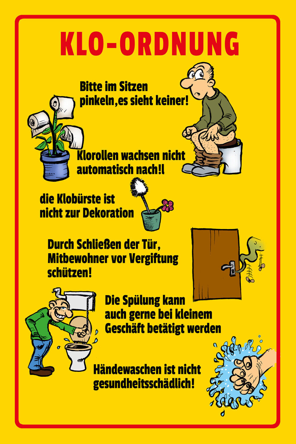 Schild Spruch Klo Ordnung Bitte im Sitzen pinkeln es sieht keiner JW