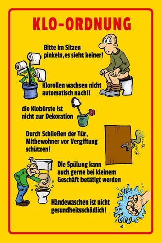 Schild Spruch Klo Ordnung Bitte im Sitzen pinkeln es sieht keiner JW