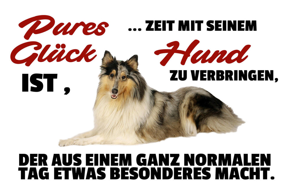 Schild Spruch Pures Glück ist Zeit mit seinem Hunde zu verbringen JW