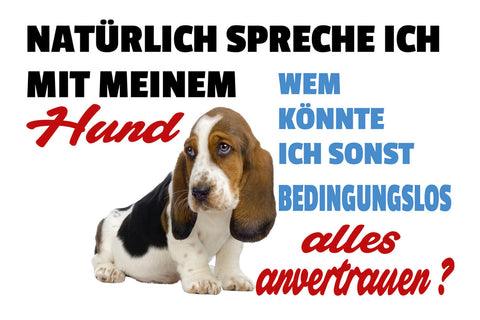 Schild Spruch Natürlich spreche ich mit meinem Hund Wem könnte ich sonst JW
