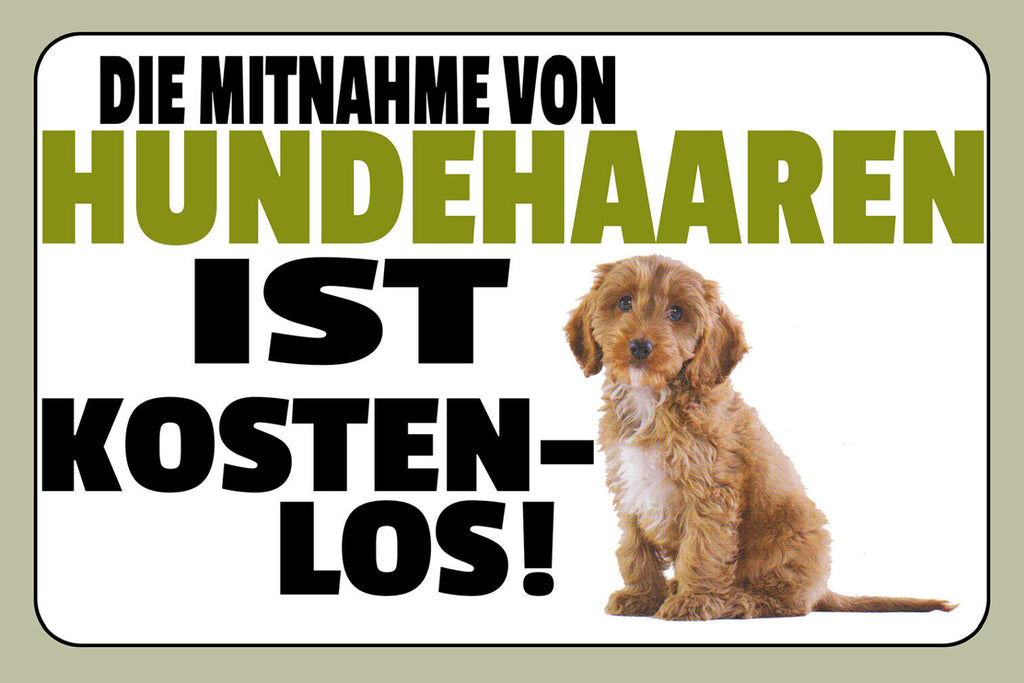 Schild Spruch Die Mitnahme von Hundehaaren ist kostenlos JW
