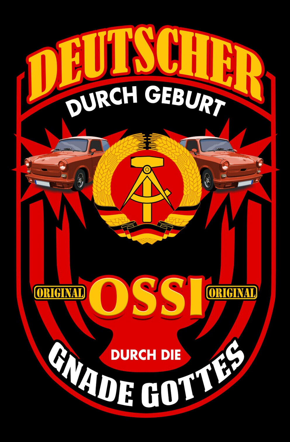 Schild Spruch Deutscher durch Geburt Ossi durch die Gnade Gottes DDR JW