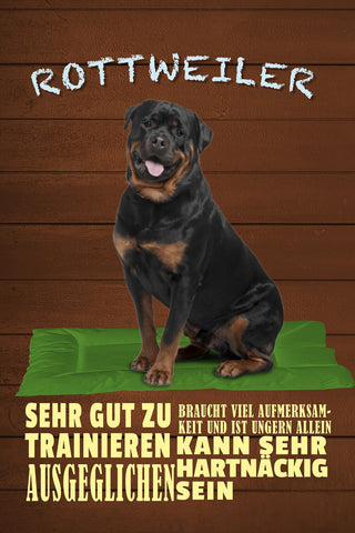Schild Spruch Rottweiler Steckbrief Ausgeglichen Ungern Allein Hund JW