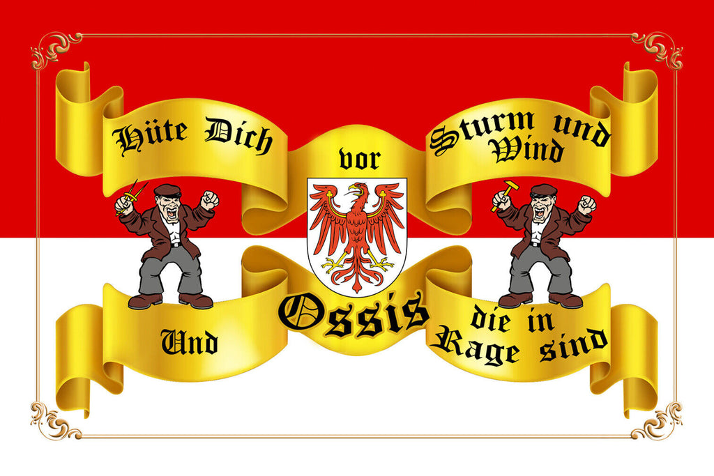 Schild Spruch Hüte dich vor Strum und Wind und Ossis die in Rage sind DDR JW