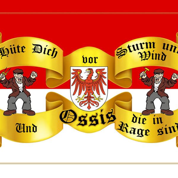 Schild Spruch Hüte dich vor Strum und Wind und Ossis die in Rage sind DDR JW
