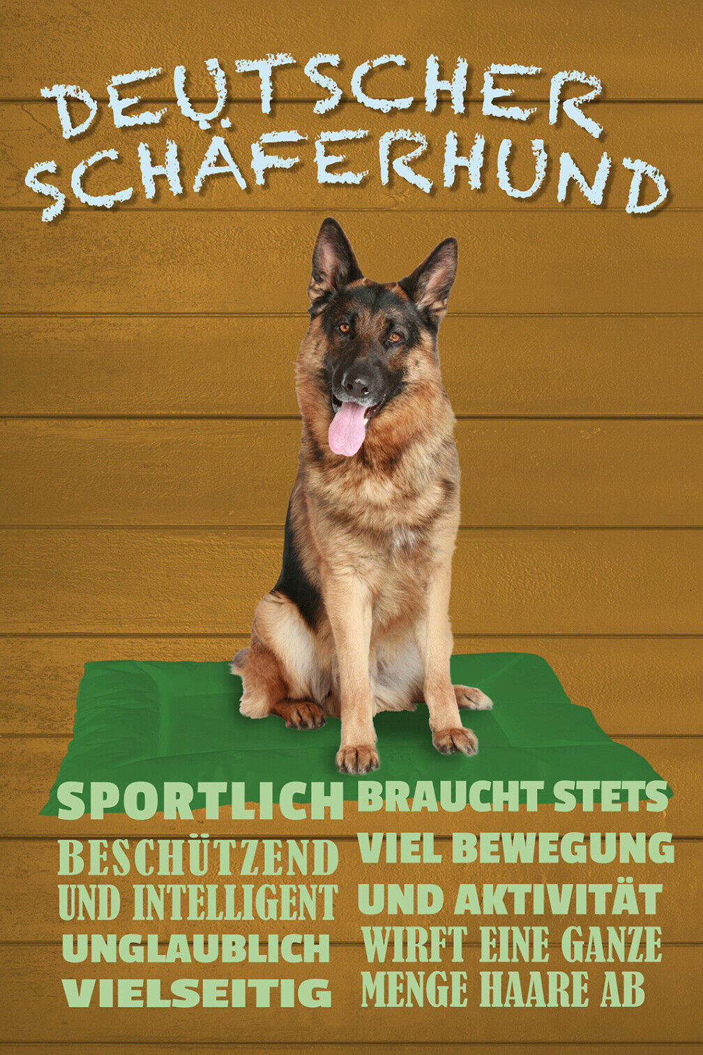 Schild Spruch Deutscher Schäferhund Steckbrief Vielseitig Sportlich Hund JW