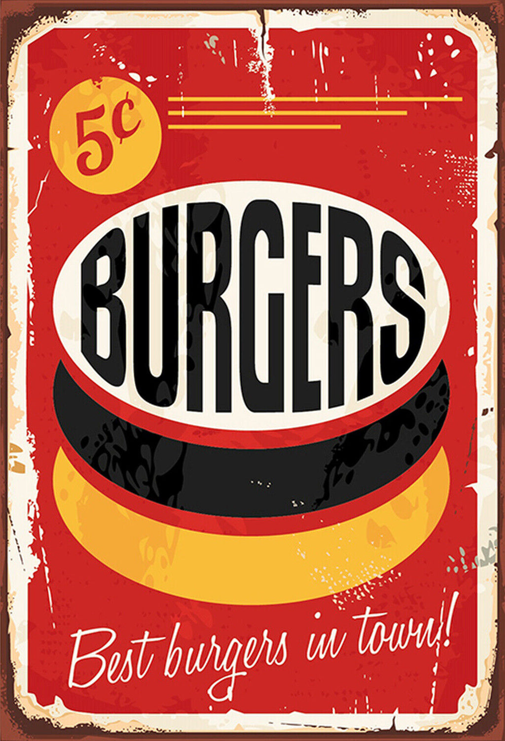 Schild Spruch Best burgers in town Beste Hamburger der Stadt Essen Comic JW