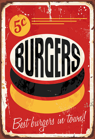 Schild Spruch Best burgers in town Beste Hamburger der Stadt Essen Comic JW