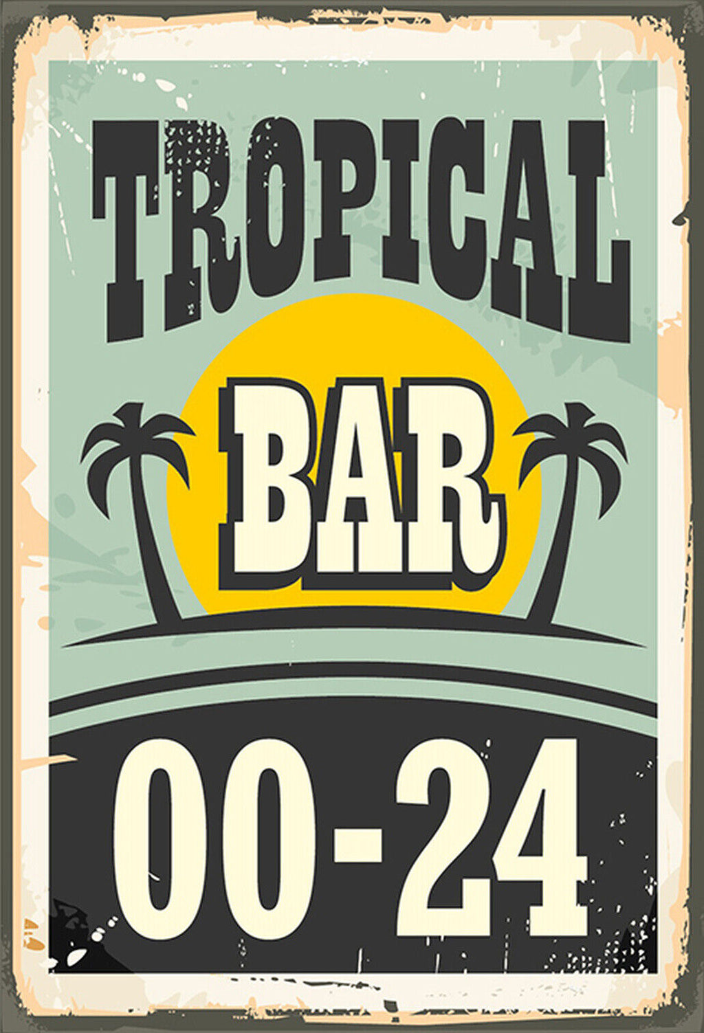 Schild Spruch Tropical Bar Tropische Bar Alkohol 00-24 Uhr Comic JW