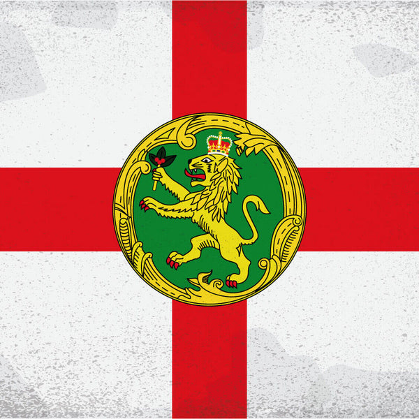 Schild Spruch Flagge Alderney JW