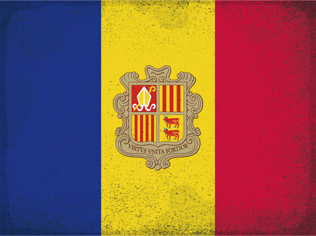 Schild Spruch Nationalflagge Andorra JW