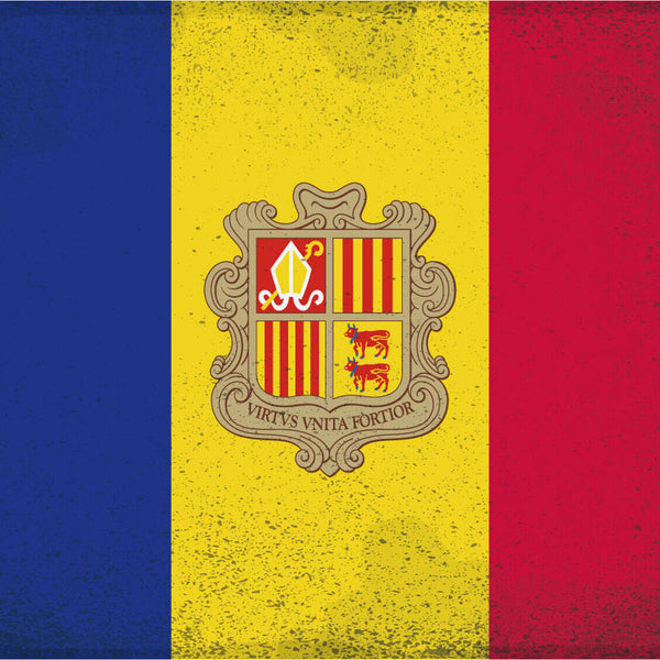 Schild Spruch Nationalflagge Andorra JW