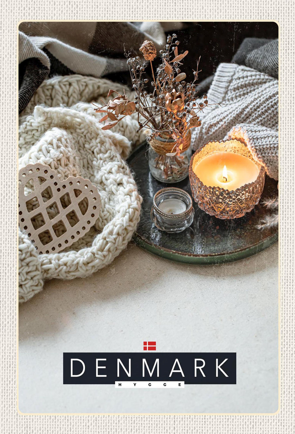 Schild Spruch Hygge Denmark Dänemark Kerze Herz JW